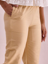 Load image into Gallery viewer, Go Colors Light Gold Poly Modal Cropped Metallic Pants
