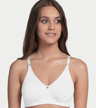 Load image into Gallery viewer, Enamor Comfort Shaper with Plush Side Shaper Panel Women's Cotton Everyday T-Shirt Bra - Detachable Straps, Non Padded, Wirefree, High Coverage - A055 (White)
