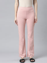 Load image into Gallery viewer, Go Colors Baby Pink Cotton Stretch Flared Pant

