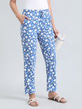 Load image into Gallery viewer, Go Colors Blue Cotton Knit Printed Lounge Pants
