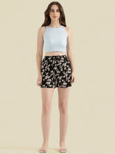 Load image into Gallery viewer, Go Colors Black Woven Viscose Printed Lounge Shorts
