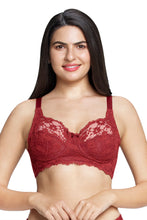 Load image into Gallery viewer, Amante Cotton Lace Support Non Padded Non-Wired Bra - Port Wine 75101
