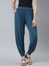 Load image into Gallery viewer, Go Colors Turquoise Blue Viscose Stretch Harems
