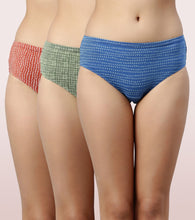 Load image into Gallery viewer, Enamor CH03 Chic Cotton, All Day Comfort, Mid Waist Hipster Panty for Women - Naturally Breathable, Antimicrobial with Stain release, Inner Elastic, Full Coverage -  Pack of 3 (Multicolorprint)
