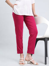 Load image into Gallery viewer, Go Colors Dark Fuchsia Cotton Stretch Kurti Pants

