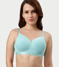 Load image into Gallery viewer, Enamor Innovations Fabcool Breathable Cup Women's T-Shirt Bra - Antimicrobial Comfort, Perforated Cups Padded, Wirefree, High Coverage - A165 (Tibetan Stone)
