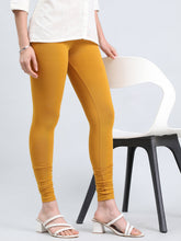 Load image into Gallery viewer, Go Colors Dark Mustard Cotton Stretch Ankle Length Leggings
