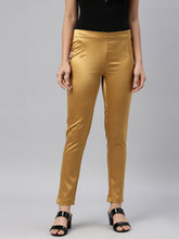 Load image into Gallery viewer, Go Colors Mustard Polyester Shiny Pants
