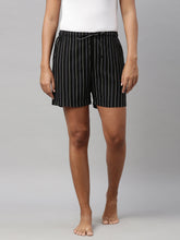 Load image into Gallery viewer, Go Colors Black Woven Viscose Printed Lounge Shorts

