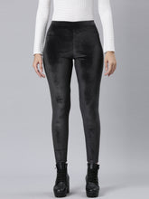 Load image into Gallery viewer, Go Colors Black Velour Leggings
