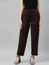 Load image into Gallery viewer, Go Colors Dark Brown Woven Viscose Casual Pants
