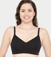 Load image into Gallery viewer, Enamor Ultra-Smoothing Women's Cotton Everyday T-Shirt Bra - No-Pinch, Hidden Lift, Non Padded, Wirefree, High Coverage - A027 (Black)
