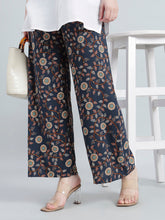 Load image into Gallery viewer, Go Colors Navy Woven Viscose Printed Palazzo
