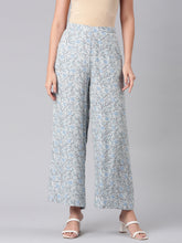 Load image into Gallery viewer, Go Colors Blue Woven Viscose Printed Palazzo

