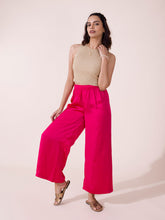 Load image into Gallery viewer, Go Colors Young Fuchsia Polyester Shiny Palazzo
