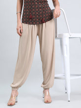 Load image into Gallery viewer, Go Colors Dark Beige Viscose Stretch Harems
