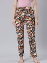 Load image into Gallery viewer, Go Colors Black Cotton Knit Printed Lounge Pants
