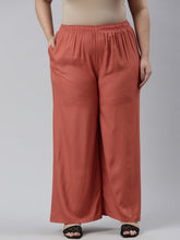 Load image into Gallery viewer, Go Colors Rust Woven Viscose Basic Palazzo
