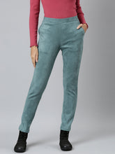 Load image into Gallery viewer, Go Colors Ocean Green Poly Stretch Suede Tregging
