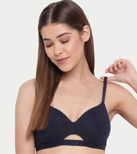 Load image into Gallery viewer, Enamor Innovations CloudSoft, Invisi Neckline Women's Cotton Everyday T-Shirt Bra - Padded, Wirefree, Medium Coverage - A032 (Eclipse)
