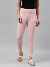 Load image into Gallery viewer, Go Colors Baby Pink Cotton Stretch Ankle Length Leggings
