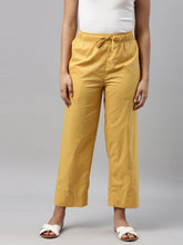 Load image into Gallery viewer, Go Colors Light Mustard Cotton Wide Leg Pants
