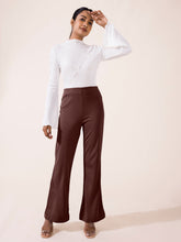 Load image into Gallery viewer, Go Colors Dark Brown Roma Ponte Flared Pant
