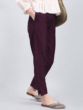 Load image into Gallery viewer, Go Colors Dark Purple Poly Modal Metallic Pants
