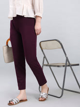 Load image into Gallery viewer, Go Colors Dark Purple Cotton Stretch Kurti pants
