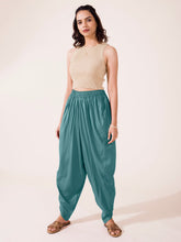 Load image into Gallery viewer, Go Colors Teal Woven Viscose Harem Dhoti Pant
