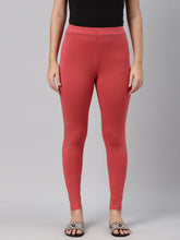 Load image into Gallery viewer, Go Colors Young Red Cotton Stretch Ankle Length Leggings
