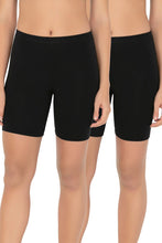 Load image into Gallery viewer, Amante Smooth Mid-thigh Cotton Shortie Liner (Pack of 2) - Black-Black 76902
