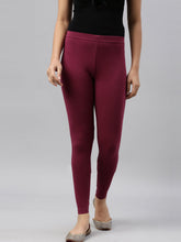 Load image into Gallery viewer, Go Colors Medium Violet Cotton Stretch Ankle Length Leggings
