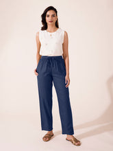 Load image into Gallery viewer, Go Colors Dark Jean Woven Viscose Casual Pants

