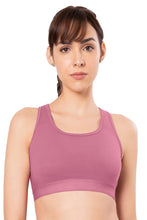 Load image into Gallery viewer, Amante Energize Medium Impact Round Neck Sports Bra - Heather Rose 98701
