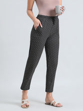 Load image into Gallery viewer, Go Colors Black Cotton Knit Printed Lounge Pants
