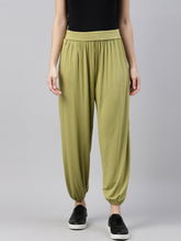 Load image into Gallery viewer, Go Colors Pista Green Viscose Stretch Harems
