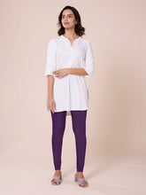 Load image into Gallery viewer, Go Colors Black Currant Cotton Stretch Churidar

