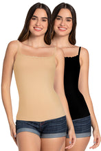 Load image into Gallery viewer, Amante Shelf Support Straight Neck Sleeveless Camisole (Pack of 2) - Black_Hazelnut 84902
