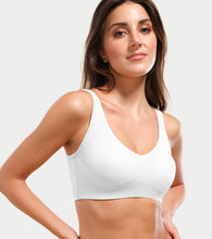 Load image into Gallery viewer, Enamor Easy Slip-On and Back Keyhole Women's Cotton Everyday Beginner's Bra - Padded, Wirefree, Full Coverage - A106 (White)
