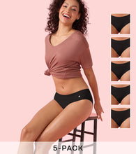 Load image into Gallery viewer, Enamor CR17 Chic Stretch Cotton, All Day Comfort, Mid Waist Hipster Panty for Women - Naturally Breathable, Antimicrobial with Stain release, Inner Elastic, Full Coverage -  Pack of 5 (Jet Black)
