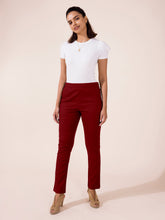 Load image into Gallery viewer, Go Colors Maroon Linen Pencil Pant
