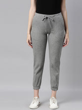 Load image into Gallery viewer, Go Colors Grey Melanges Cotton Poly Stretch Cuffed Joggers
