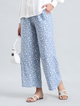 Load image into Gallery viewer, Go Colors Blue Woven Viscose Printed Palazzo

