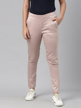 Load image into Gallery viewer, Go Colors Baby Pink Woven Cotton Stretch Treggings
