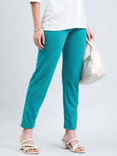 Load image into Gallery viewer, Go Colors Jade Green Cotton Stretch Kurti Pants
