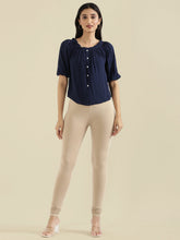 Load image into Gallery viewer, Go Colors Dark Beige Cotton Stretch Churidar
