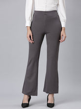 Load image into Gallery viewer, Go Colors Silver Grey Roma Ponte Flared Pant
