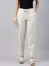 Load image into Gallery viewer, Go Colors Ecru Linen Ikat Pencil Pant
