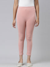 Load image into Gallery viewer, Go Colors Baby Pink Cotton Stretch  Cropped Leggings
